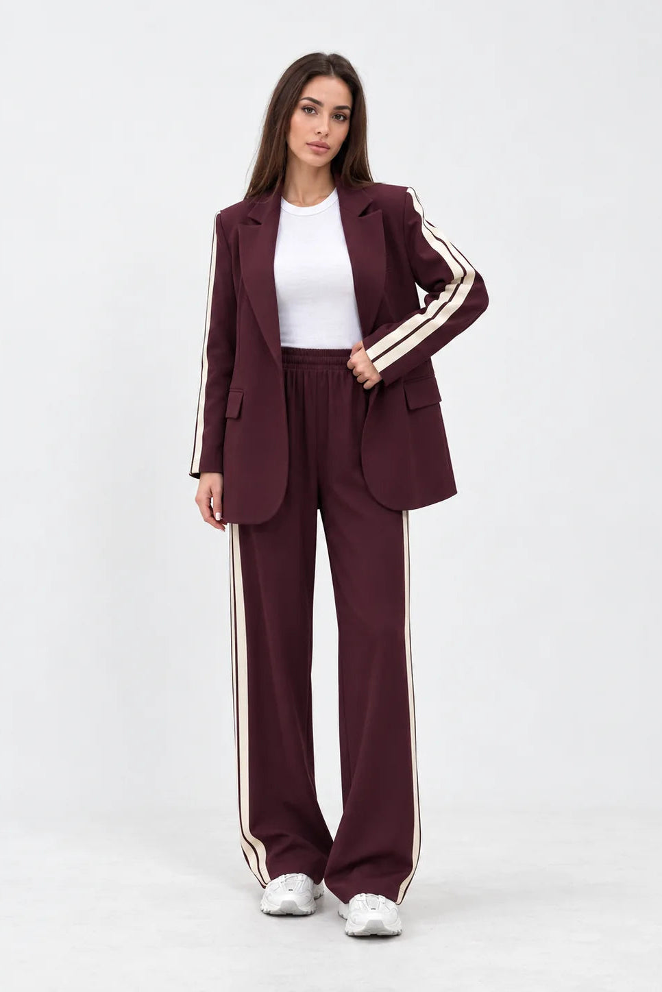 Contrast Stripe Two-Piece Set