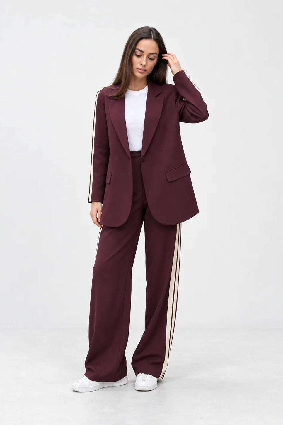 Contrast Stripe Two-Piece Set