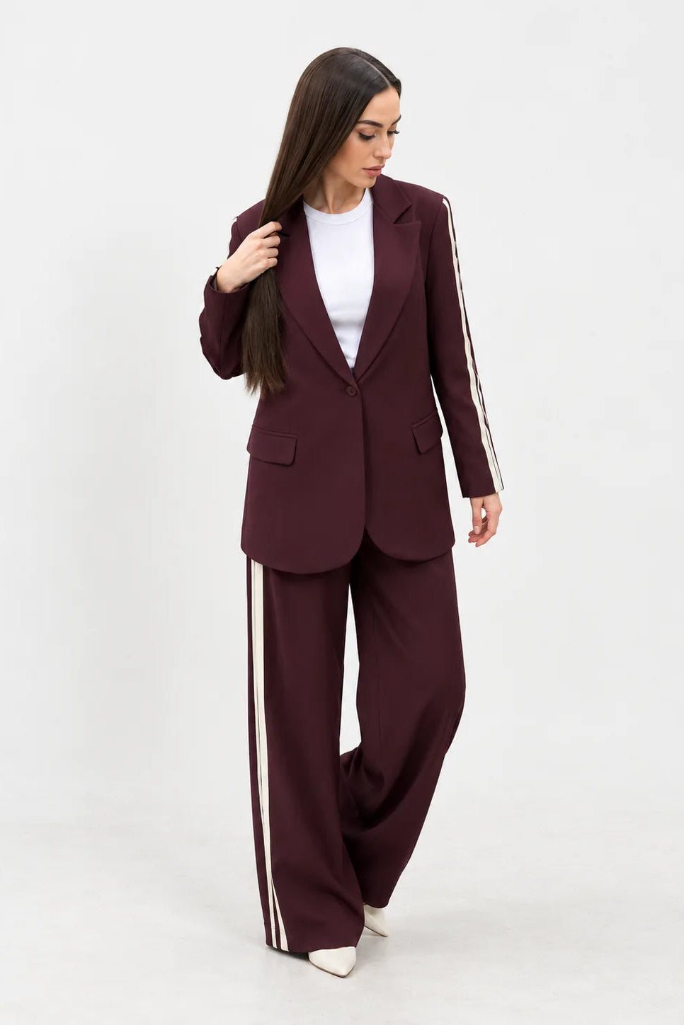 Contrast Stripe Two-Piece Set