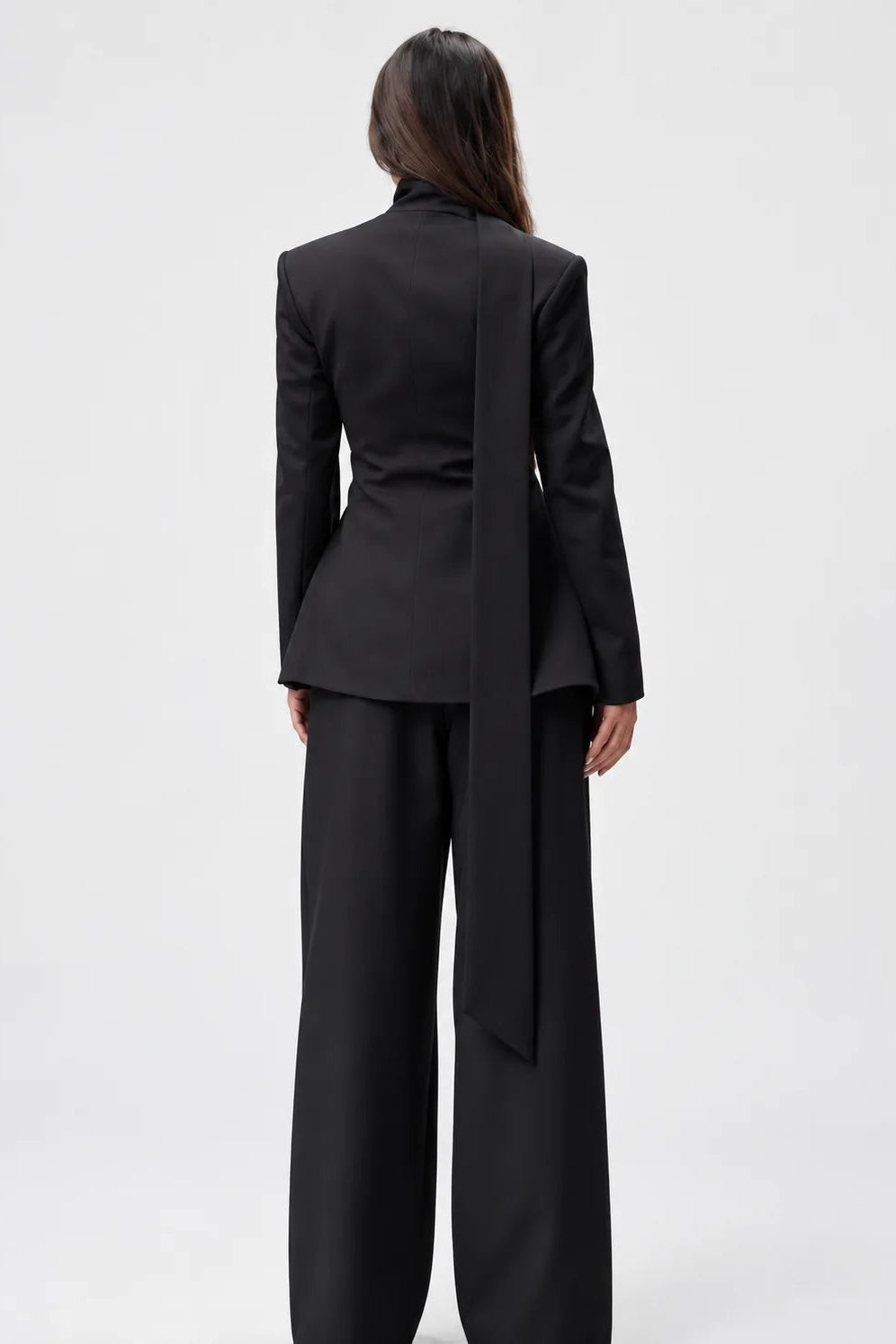 Scarf Detail Tailored Two-Piece Set