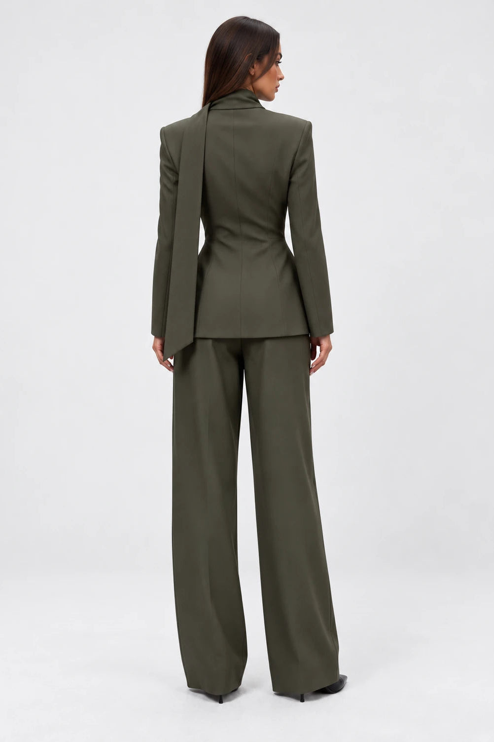 Scarf Detail Tailored Two-Piece Set