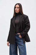 Contrast Stitch Double-Breasted Blazer