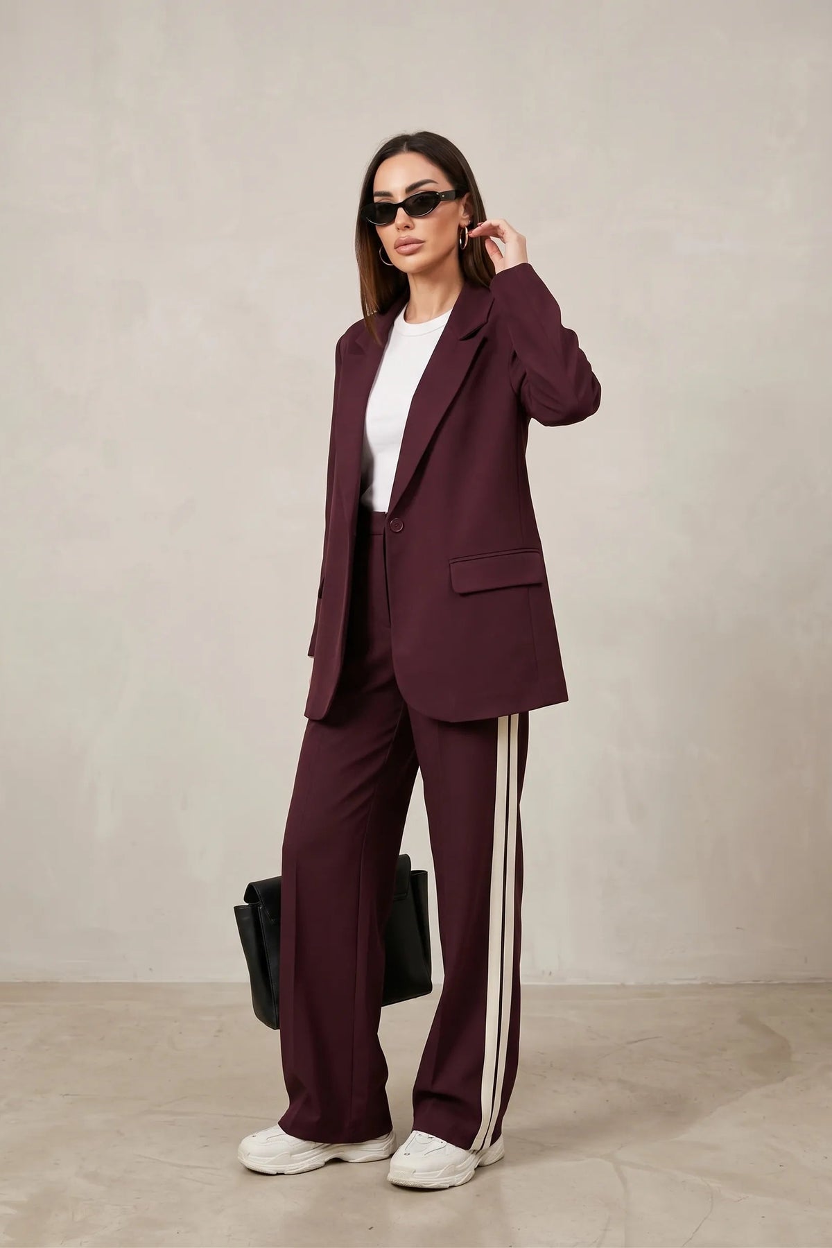 Contrast Stripe Two-Piece Set