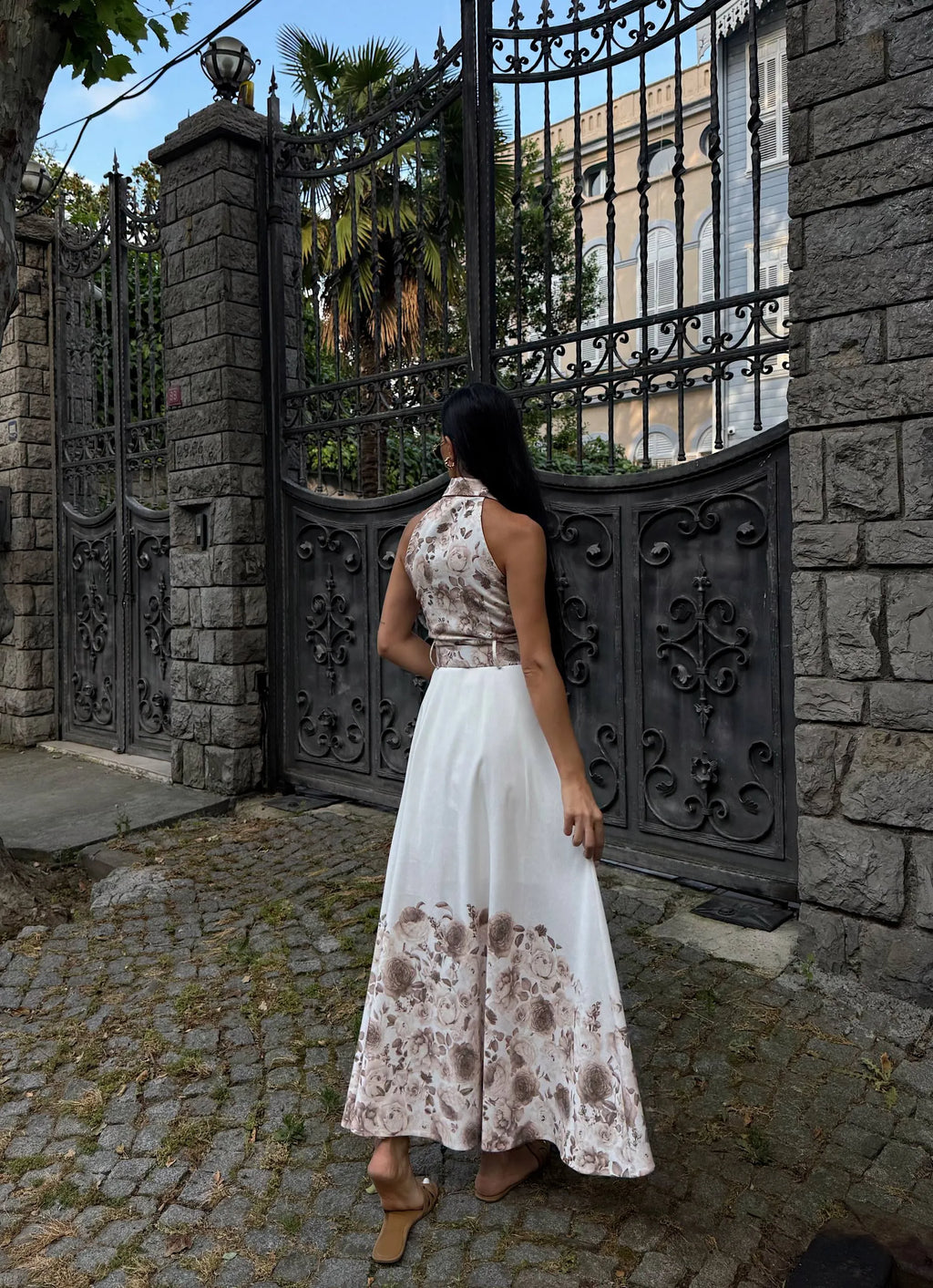Aura Cut-Out Shoulder Button Dress