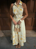 Aura Cut-Out Shoulder Button Dress