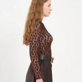 RH-LF-W-011BROWN4 Woman's Lace Tee