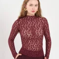 RH-LF-W-011WINE4 Woman's Lace Tee