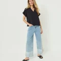RH-MF-W-066BLACK2 Aria Short-Sleeve Fluid Blouse
