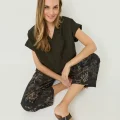 RH-MF-W-066FORESTNIGHT2 Aria Short-Sleeve Fluid Blouse