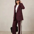 RH-NM-W-028BORDOUX0 Paloma Striped-Sleeve Jacker & Pant Set