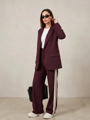 Paloma Striped-Sleeve Jacker & Pant Set