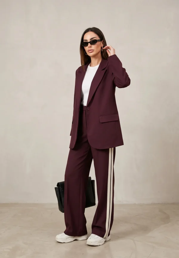 RH-NM-W-028BORDOUX0 Paloma Striped-Sleeve Jacker & Pant Set