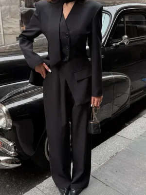 RH-NM-W-033BLACK0 The Executive Wide-Leg Jacket & Pants Set