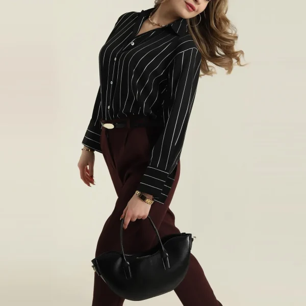 Woman's Loose Fit Striped Classic Shirt
