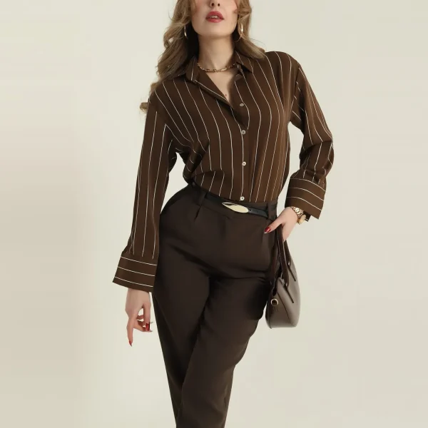 Woman's Loose Fit Striped Classic Shirt
