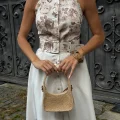 Aura Cut-Out Shoulder Button Dress