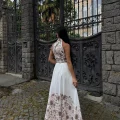 Aura Cut-Out Shoulder Button Dress