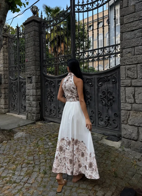 Aura Cut-Out Shoulder Button Dress