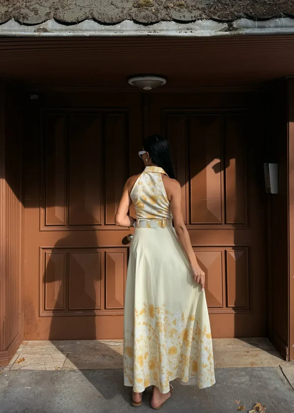 Aura Cut-Out Shoulder Button Dress